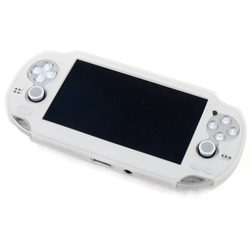 CYBER・シリコンジャケット（PS Vita用）〈クリアホワイト〉をPS Vita本体に装着
