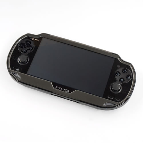 CYBER・フレームカバー（PS Vita用）〈メタルブラック〉をPS Vitaに装着