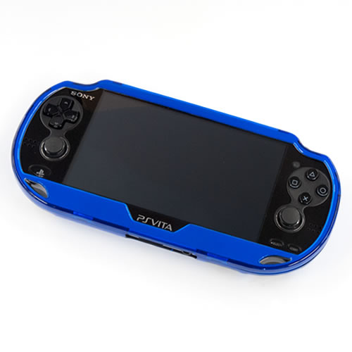 CYBER・フレームカバー（PS Vita用）〈メタルブルー〉をPS Vitaに装着